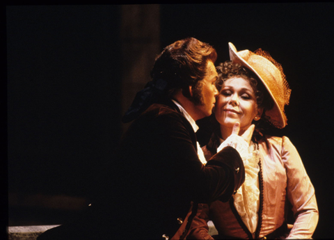 Stephen Dickson (Albert), Renata Scotto (Charlotte), Werther, Jules Massenet. San Francisco Opera, 1985-86. Photographer: Ron Scherl/San Francisco Opera.