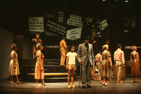 Robert Johnson (Alex), Chet Washington (Stephen Kumalo), Ensemble, Lost in the Stars, Kurt Weill. San Francisco Opera/SPOT, 1980-81. Photographer: Ron Scherl/San Francisco Opera.