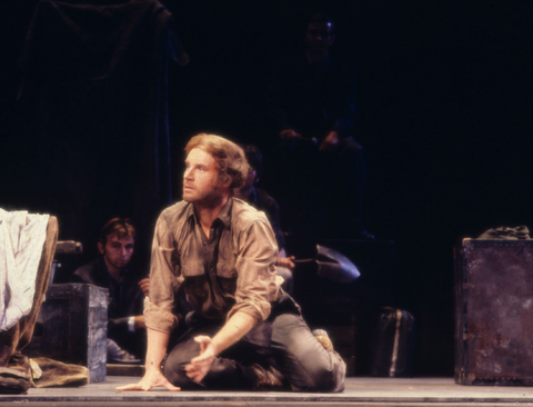 Harry Danner (Soldier), Ensemble, Der Kaiser von Atlantis, Viktor Ullman. San Francisco Opera/SPOT, 1977. Photographer: Ron Scherl/San Francisco Opera.